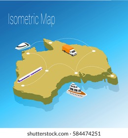 Mapa del concepto isométrico de Australia. 3d ilustración plana de Mapa de Australia.