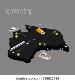 Map australia isometric concept. 3d flat illustration of Map australia. map infographics design template