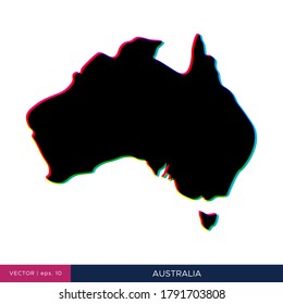 Map of Australia in multicolor style on the border vector design template