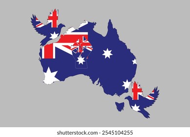 Map of Australia with the national flag of Australia, Australia flag vector graphic, Australia country flag is a symbol of freedom, vector illustration
