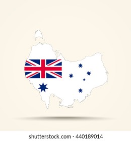 Map of Australia in Naval Ensign of Australia (Australian White Ensign) flag colors

