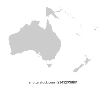 Map of Australia and Oceania with countries and borders. Vector illustration.