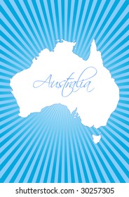 Map of Australia on burst background