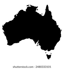 Map of Australia. Map of Australia on white background. Flat design black and white silhouette.