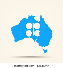 Map of Australia in Organization of the Petroleum Exporting Countries flag colors