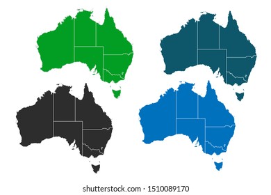 map of Australia. original map.variety of colors on white background. Vector illustration eps 10.