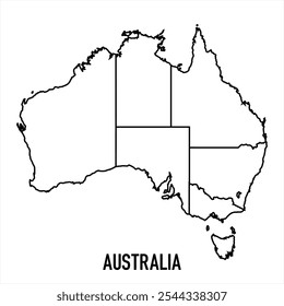 Map of australia - outline. Silhouette map vector illustration