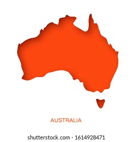 Map of Australia in paper cut style. Orange layered world on white.