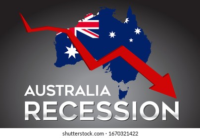 Map Of Australia Recession Economic Crisis Creative Concept With Economic Crash Arrow Vector Illustration Design.