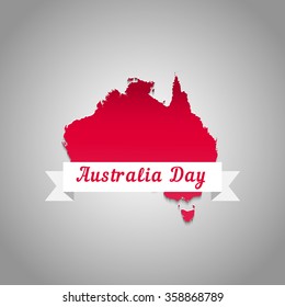 Map of Australia red. Illustration to the Australia Day for printing, postcards, t-shirt, poster.