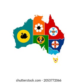 map of australia with regions. isolated on white background. vector illustration