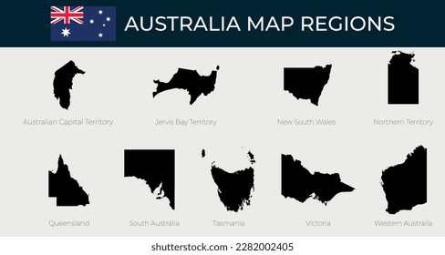 Map of Australia regions outline silhouette vector illustration
 svg