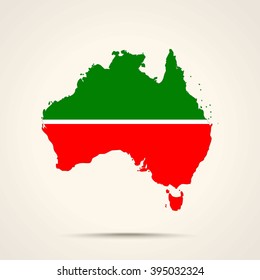 Map of Australia in Tatarstan flag colors