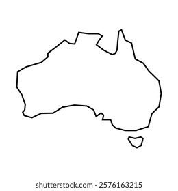 Map of Australia territories, featuring states and borders. An outline design without regions, isolated on a white background.