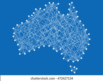 Map of Australia Territory Made by Nails and Winding Strings.