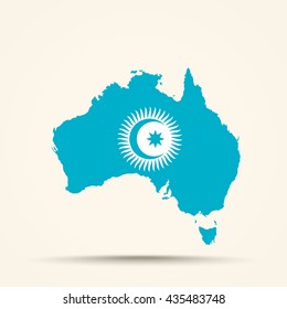 Map of Australia in Turkic Council flag colors