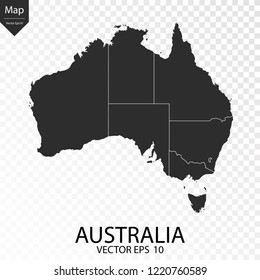 Map of Australia , vector illustration eps 10 on transparent background.