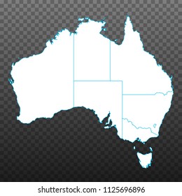 Map of Australia. Vector illustration on transparent background. Items are placed on separate layers and editable. Vector illustration eps 10.