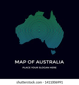 Map of Australia vector illustration. This graphic use technology symbol with green blue color. Global Technology and Business Connection