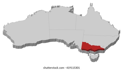 Karte - Australien, Victoria - 3D-Illustration