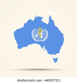 Map Of Australia In World Health Organization Flag Colors

