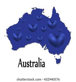 Map of Australia.I love island. The heart of the country.Vector illustration