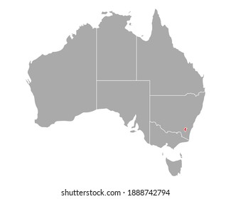 Map of Australian Capital Territory in Australia on white