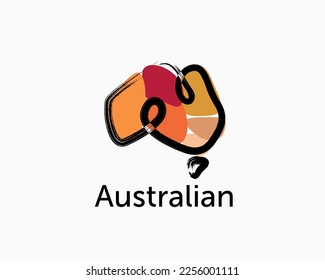 map australian map drawn art logo symbol design template illustration