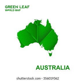 Map Of Australia,Nature green leaf, vector illustration