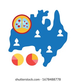 map of australina with covid 19 information and icons, flat style icon vector illustration design