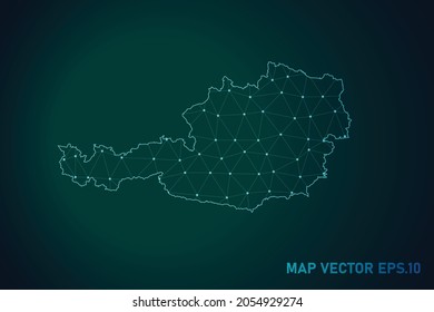 Map of austria - Abstract mash line and point scales on dark gradient background. Wire Frame 3D mesh polygonal network line, design sphere, dot and structure. Vector illustration eps 10.