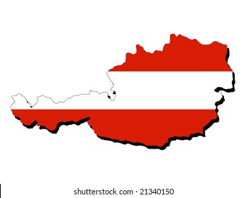 map of Austria and Austrian flag illustration