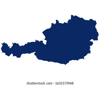 Map of Austria in blue colour