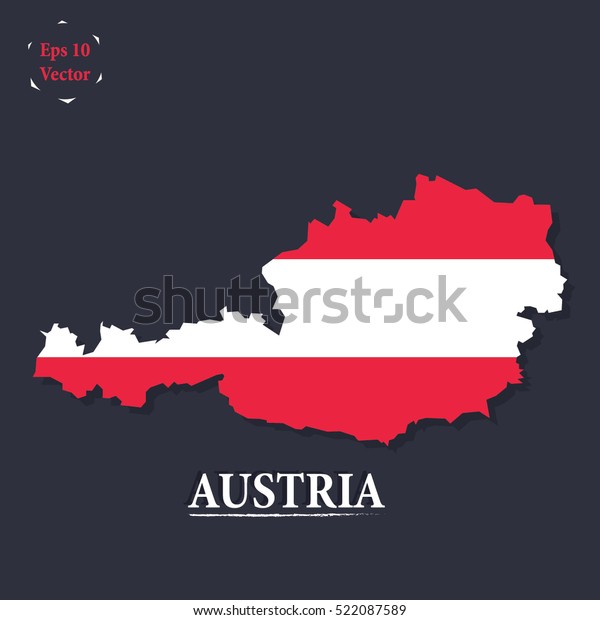 Map Austria Colours National Flag Red Stock Vector Royalty Free
