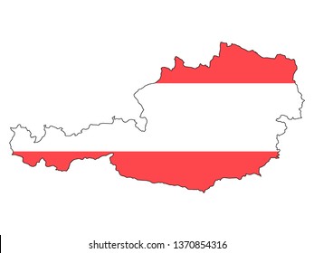 Map of Austria Combined With Austrian Flag