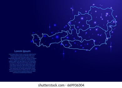 Map Austria Contours Network Blue Luminous Stock Vector (Royalty Free ...