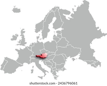 map of AUSTRIA with the countries of EUROPE 3d isometric