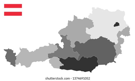 Map of Austria  - Detailed map of Austria vector illustration - All elements are separated in editable layers clearly labeled.