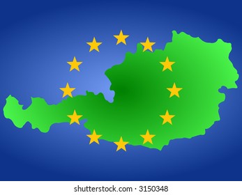 map of Austria and European union flag illustration