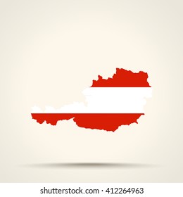 Map of Austria in Austria flag colors


