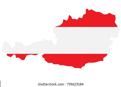 Map of Austria with Flag on white background