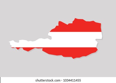 Map of austria with flag,vector illustration