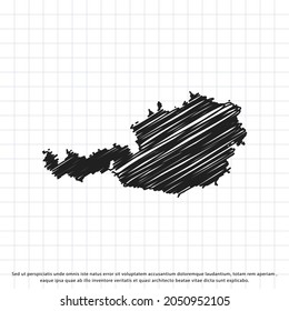 Map of Austria freehand drawing on a sheet of exercise book. Vector illustration.