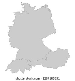 Map Of Austria, Germany And Switzerland