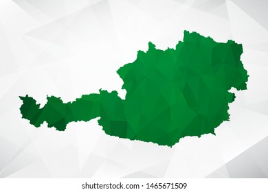 Map of Austria - Green Geometric Rumpled Triangular , Polygonal Design For Your . Vector illustration eps 10