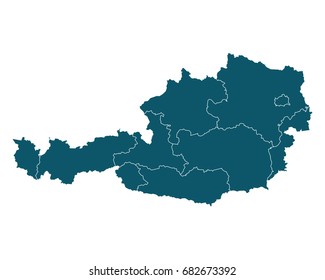 Map of Austria - High detailed on white background. Abstract design vector illustration eps 10.