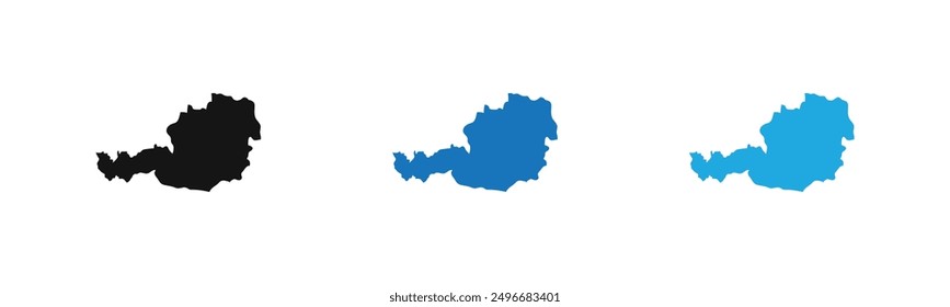 map of Austria icon outline collection or set in black and white