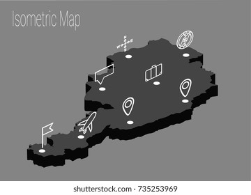 Map Austria isometric concept. 3d flat illustration of Map Austria.