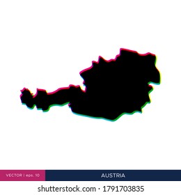 Map of Austria in multicolor style on the border vector design template