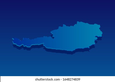 mapa de Austria sobre fondo azul. Vector moderno concepto isométrico de la ilustración de la tarjeta de felicitación paso 10.